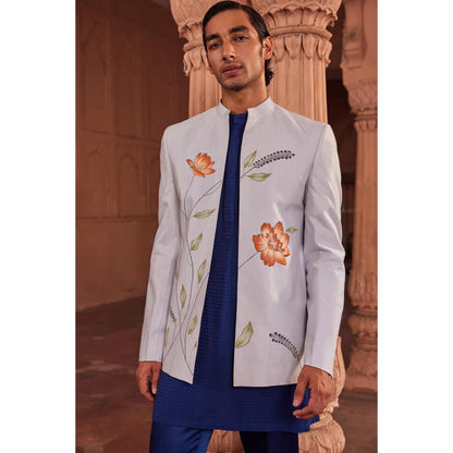 CONTRAST BY PARTH Blue Bagh Jacket with Kurta and Pant (Set of 3)