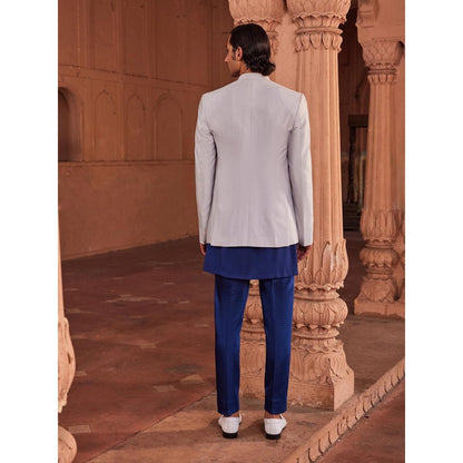 CONTRAST BY PARTH Blue Bagh Jacket with Kurta and Pant (Set of 3)