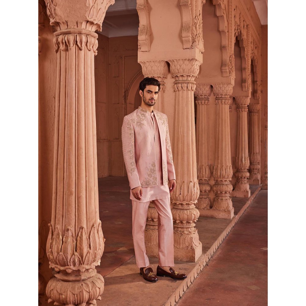 CONTRAST BY PARTH Pink Naaz Jacket with Kurta and Pant (Set of 3)