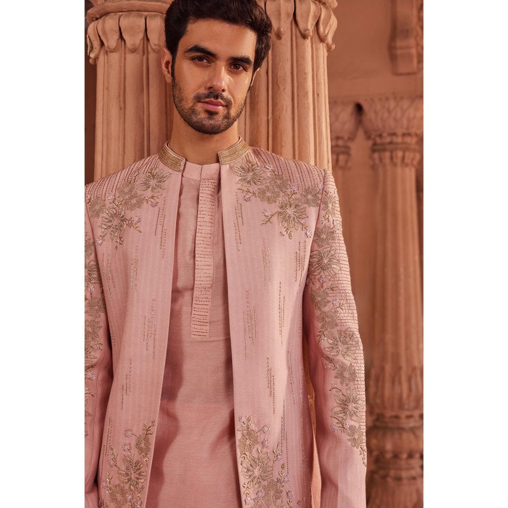 CONTRAST BY PARTH Pink Naaz Jacket with Kurta and Pant (Set of 3)