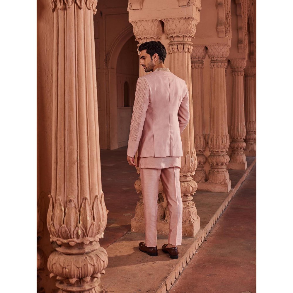 CONTRAST BY PARTH Pink Naaz Jacket with Kurta and Pant (Set of 3)