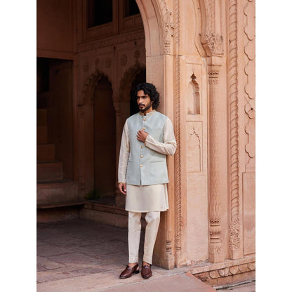 CONTRAST BY PARTH Blue Basit Nehru Jacket with Kurta and Pant (Set of 3)
