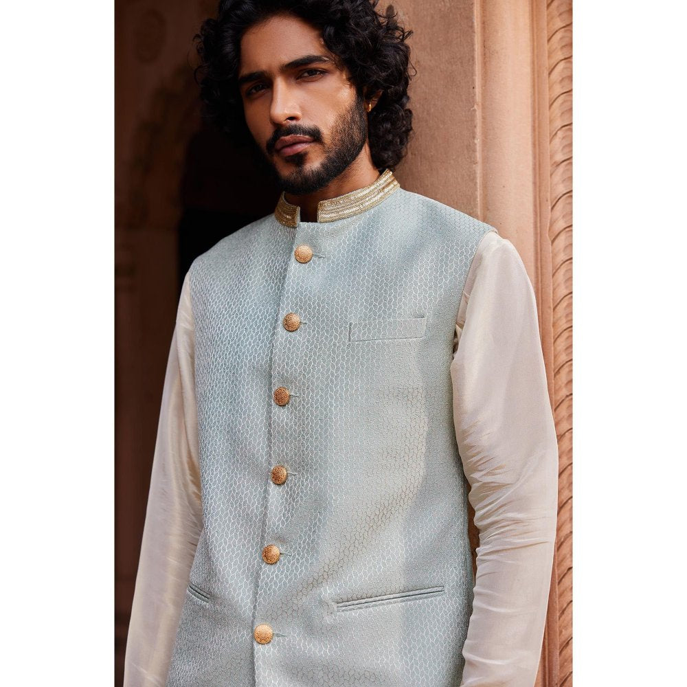 CONTRAST BY PARTH Blue Basit Nehru Jacket with Kurta and Pant (Set of 3)