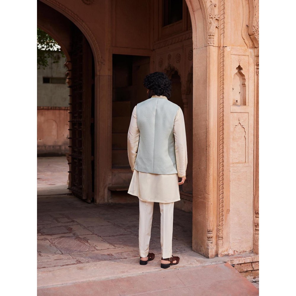 CONTRAST BY PARTH Blue Basit Nehru Jacket with Kurta and Pant (Set of 3)