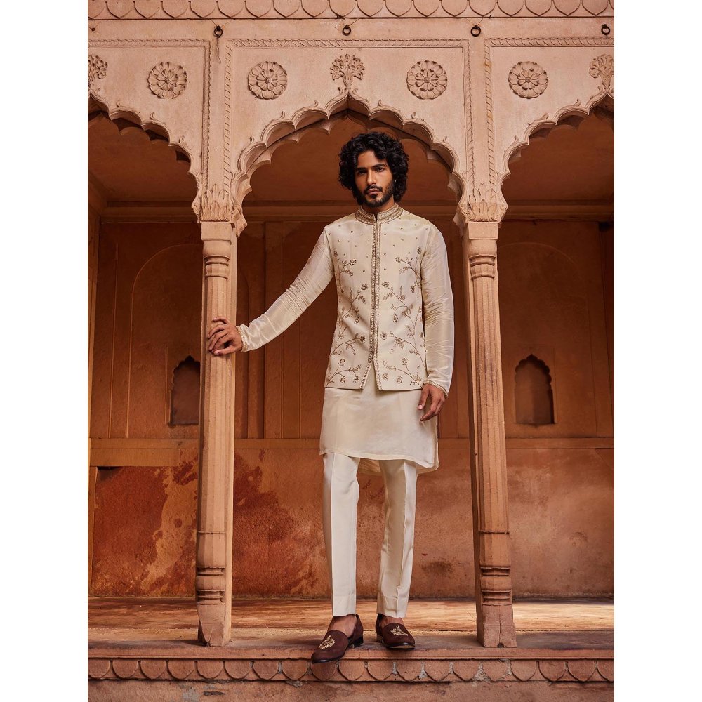 CONTRAST BY PARTH Beige Miraya Nehru Jacket with Kurta and Pant (Set of 3)