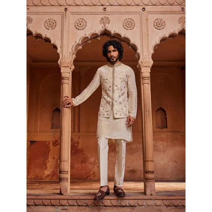CONTRAST BY PARTH Beige Miraya Nehru Jacket with Kurta and Pant (Set of 3)