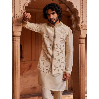 CONTRAST BY PARTH Beige Miraya Nehru Jacket with Kurta and Pant (Set of 3)