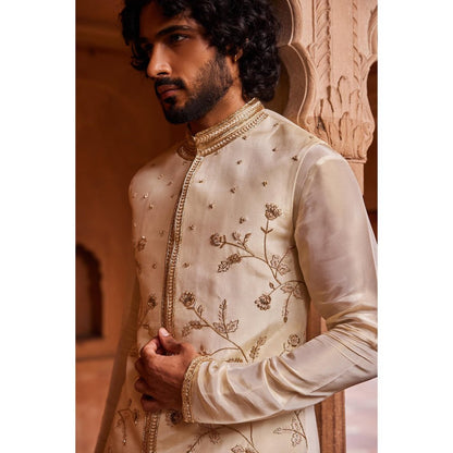 CONTRAST BY PARTH Beige Miraya Nehru Jacket with Kurta and Pant (Set of 3)