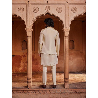 CONTRAST BY PARTH Beige Miraya Nehru Jacket with Kurta and Pant (Set of 3)