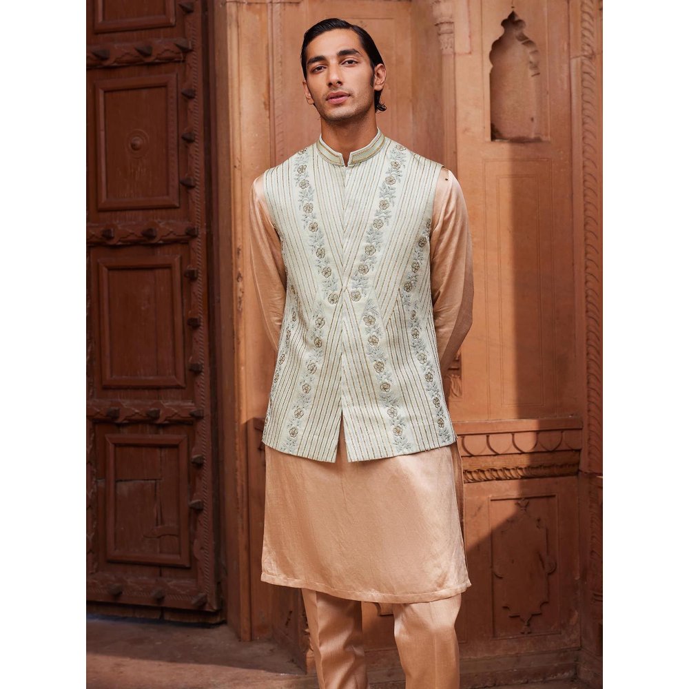 CONTRAST BY PARTH Beige Kiran Nehru Jacket with Kurta and Pant (Set of 3)