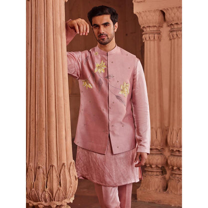 CONTRAST BY PARTH Pink Husn Nehru Jacket with Kurta and Pant (Set of 3)