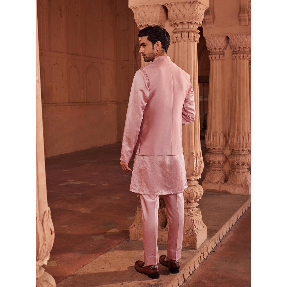 CONTRAST BY PARTH Pink Husn Nehru Jacket with Kurta and Pant (Set of 3)