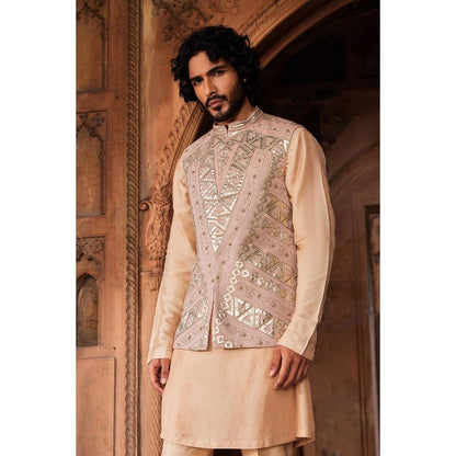 CONTRAST BY PARTH Cream Ibaadat Nehru Jacket with Kurta and Pant (Set of 3)
