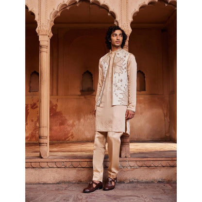 CONTRAST BY PARTH Cream Inaya Nehru Jacket with Kurta and Pant (Set of 3)