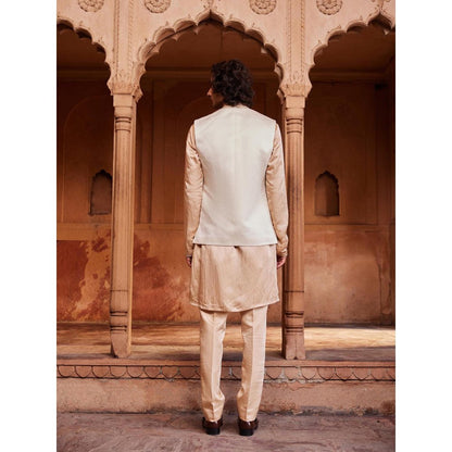 CONTRAST BY PARTH Cream Inaya Nehru Jacket with Kurta and Pant (Set of 3)