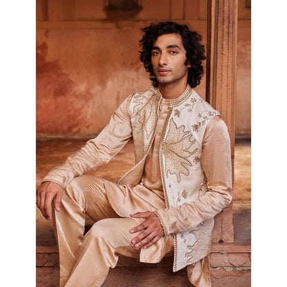 CONTRAST BY PARTH Cream Inaya Nehru Jacket with Kurta and Pant (Set of 3)