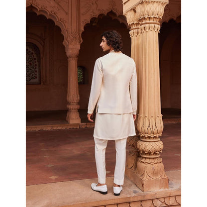 CONTRAST BY PARTH Ivory Amreen Nehru Jacket with Kurta and Pant (Set of 3)