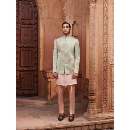 CONTRAST BY PARTH Green Ruhaab Jacket with Kurta and Pant (Set of 3)