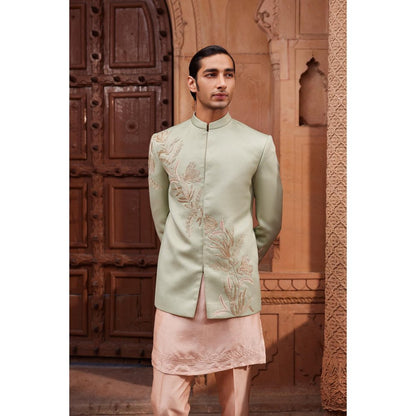 CONTRAST BY PARTH Green Ruhaab Jacket with Kurta and Pant (Set of 3)