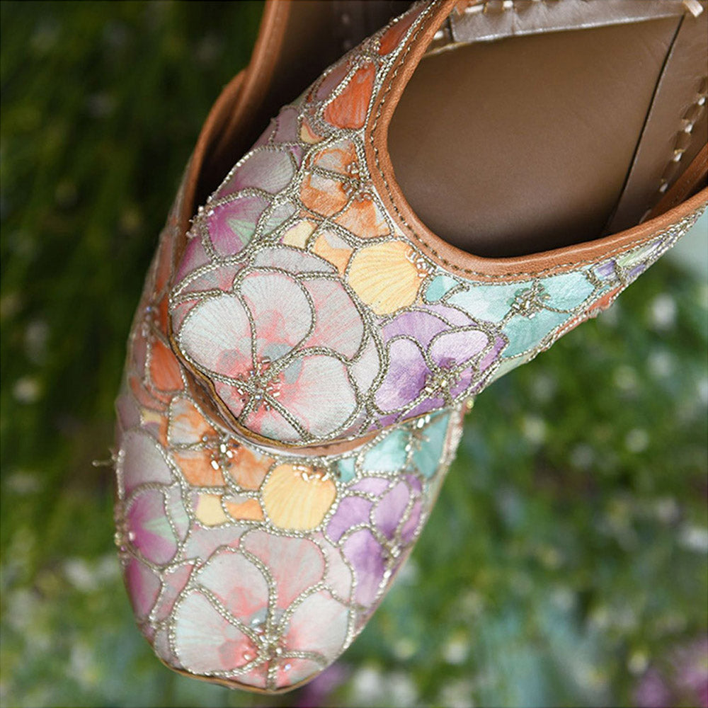 Coral Haze Embroidered Multi-Color Juttis