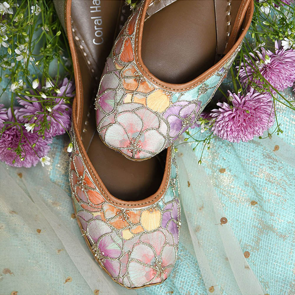 Coral Haze Embroidered Multi-Color Juttis