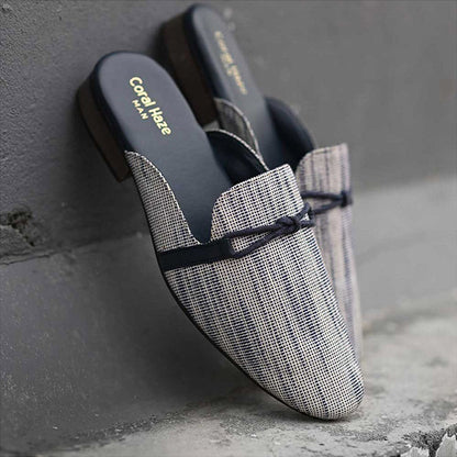 Coral Haze Blue Jacquard Men Mules