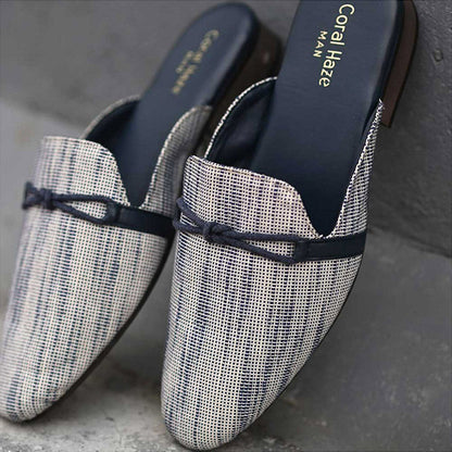 Coral Haze Blue Jacquard Men Mules