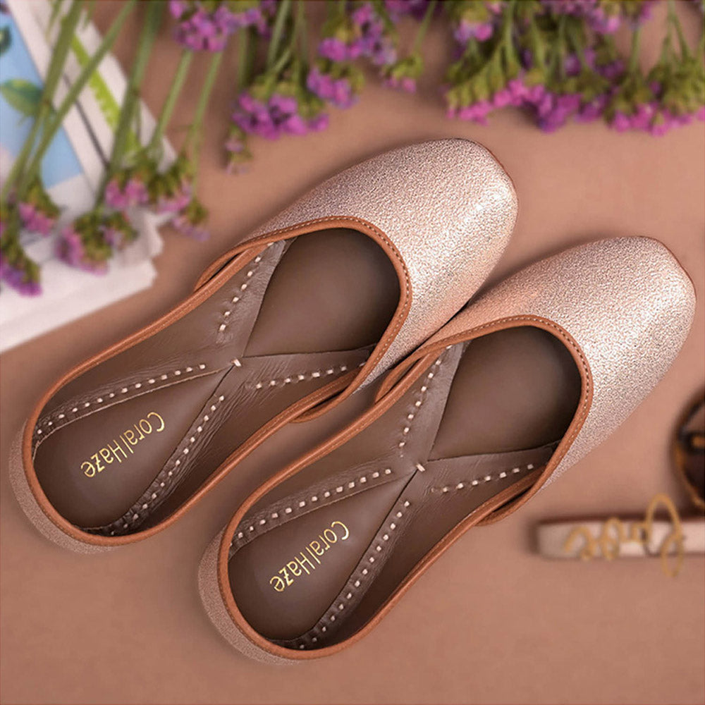 Coral Haze Light Rose Gold Shimmer Juttis (Euro 35)