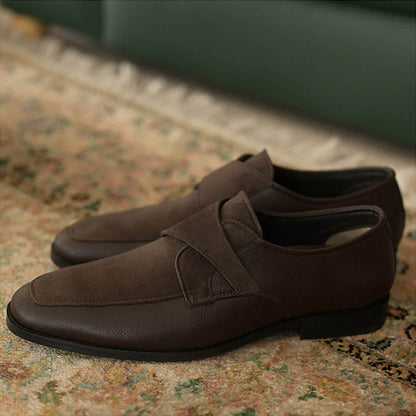 Coral Haze Brown Velvet and Faux Leather Loafers