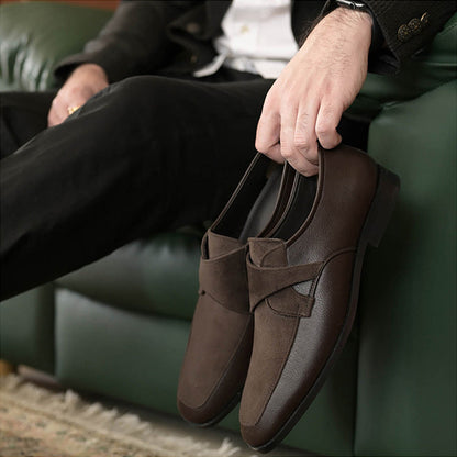 Coral Haze Brown Velvet and Faux Leather Loafers