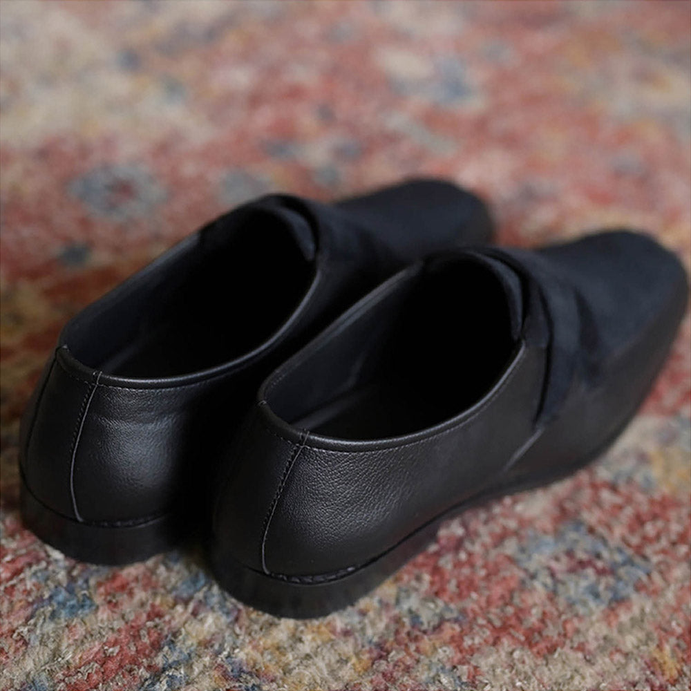 Coral Haze Black Velvet and Faux Leather Loafers