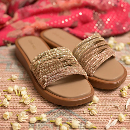 Coral Haze Gold Sandals with Multiple Shaded