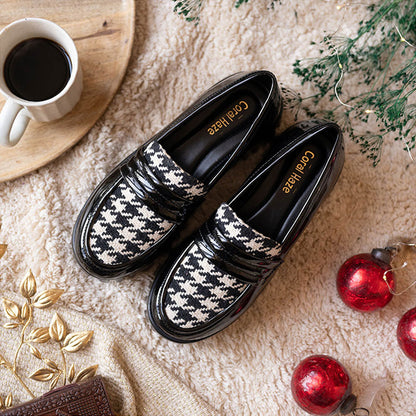 Coral Haze Vegan Leather Womem Platform Loafers Black