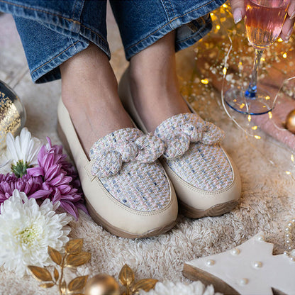 Coral Haze Vegan Leather Womem Platform Loafers Off White