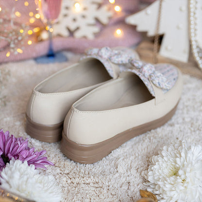 Coral Haze Vegan Leather Womem Platform Loafers Off White