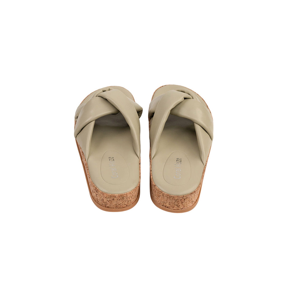 Coral Haze Light Sage Green Cushioned Flatform Sandals
