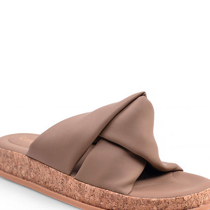 Coral Haze Taupe Cushioned Flatform Sandals