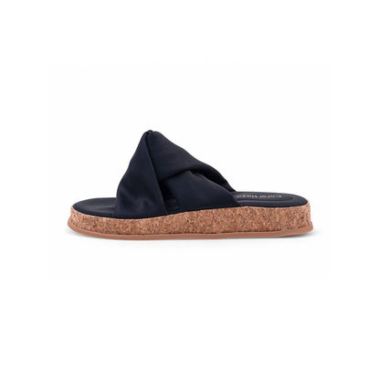 Coral Haze Black Cushioned Flatform Sandals