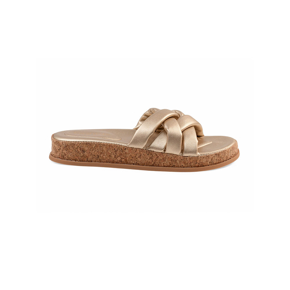 Coral Haze Metallic Gold Cushioned Flatform Sandals