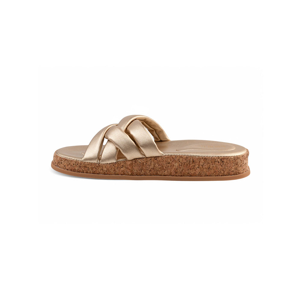 Coral Haze Metallic Gold Cushioned Flatform Sandals