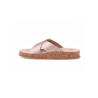 Coral Haze Metallic Rose Gold Cushioned Flatform Sandals