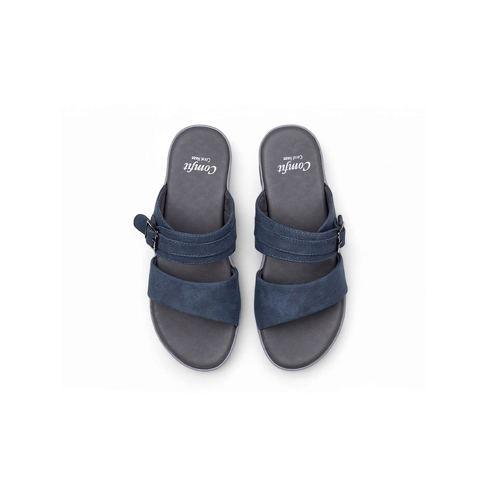 Coral Haze Navy Blue Vegan Leather Women Sandals