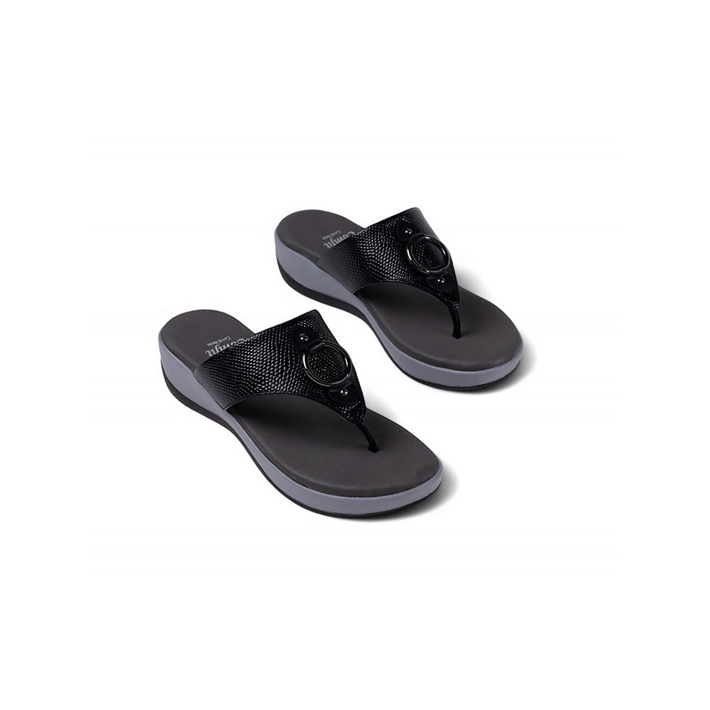 Coral Haze Black Vegan Leather Women Sandals