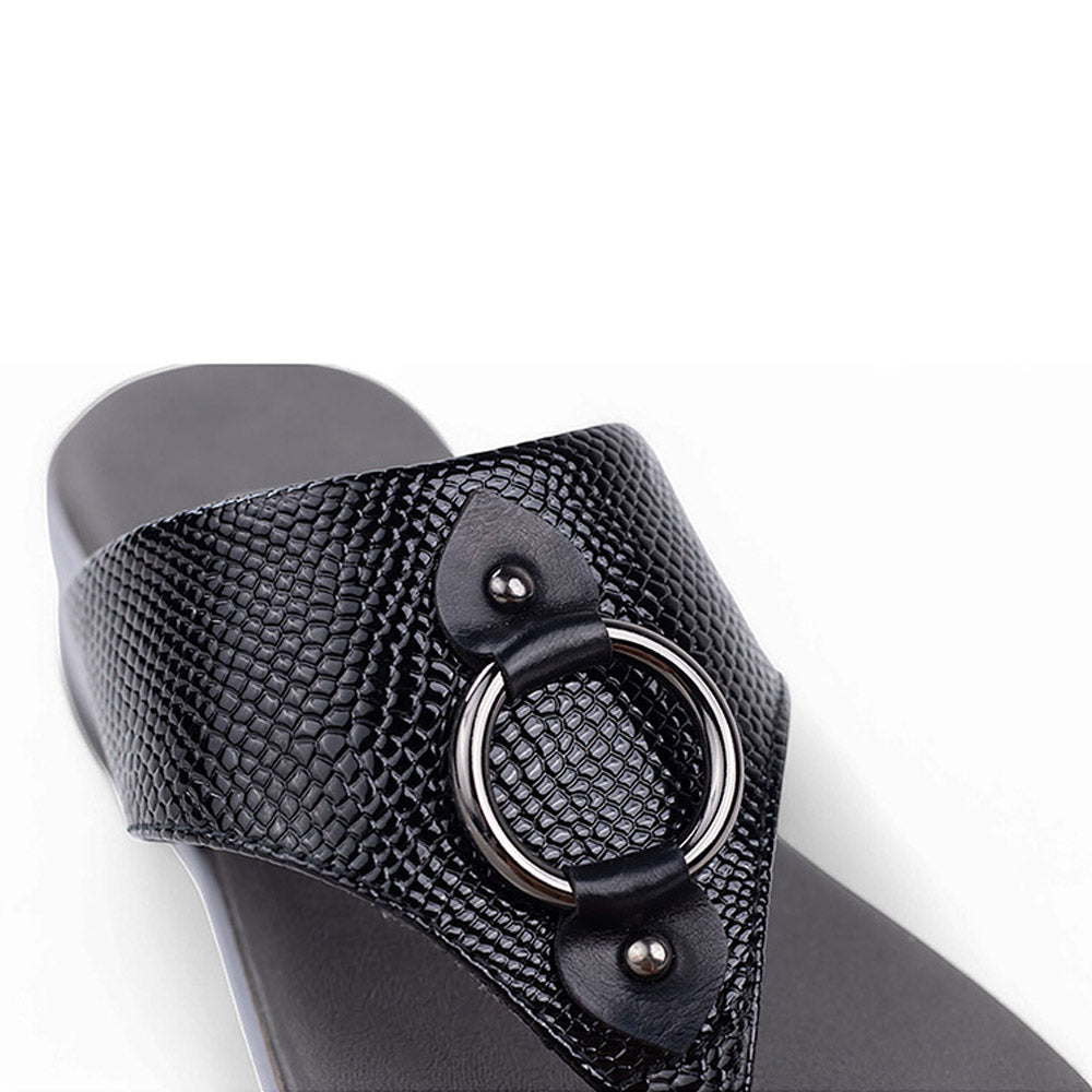 Coral Haze Black Vegan Leather Women Sandals