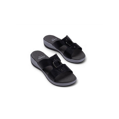 Coral Haze Black Vegan Leather Women Sandals