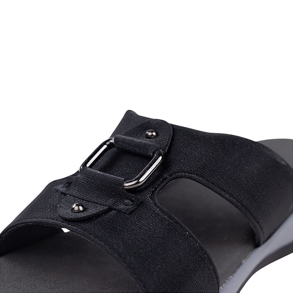 Coral Haze Black Vegan Leather Women Sandals
