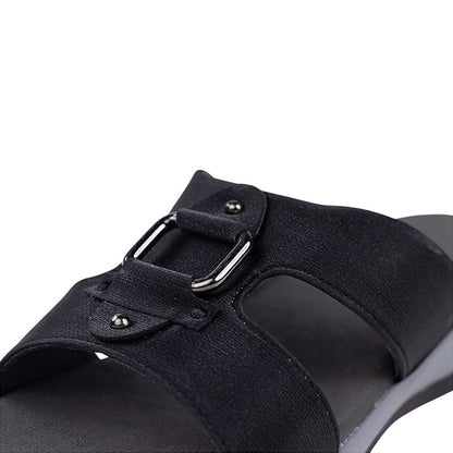 Coral Haze Black Vegan Leather Women Sandals