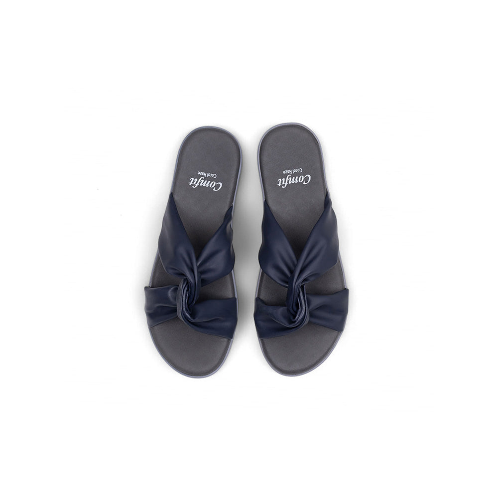 Coral Haze Navy Blue Vegan Leather Women Sandals