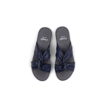 Coral Haze Navy Blue Vegan Leather Women Sandals