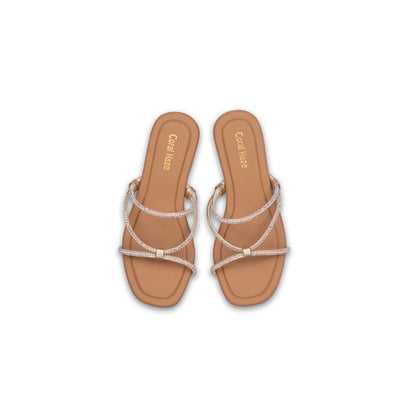 Coral Haze Brown Blink Open Toe Flats for Women